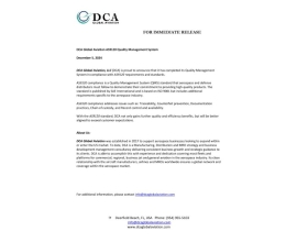 DCA Global Aviation AS9120 Quality Management System